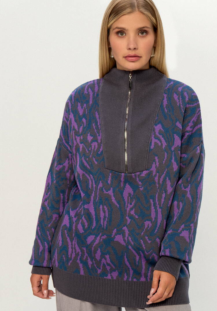 Джемпер поло с принтом абстракция шир.  750, рис. 11