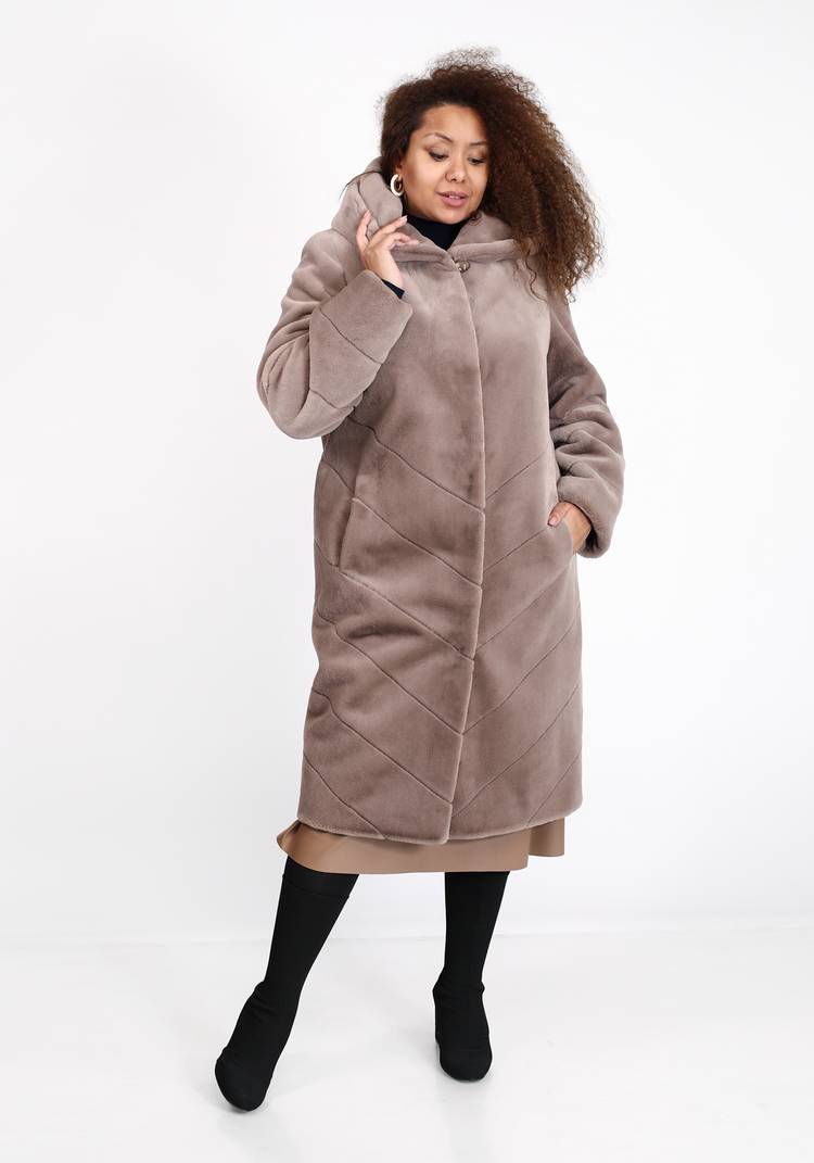 Шуба из эко норки длины миди шир.  750, рис. 5