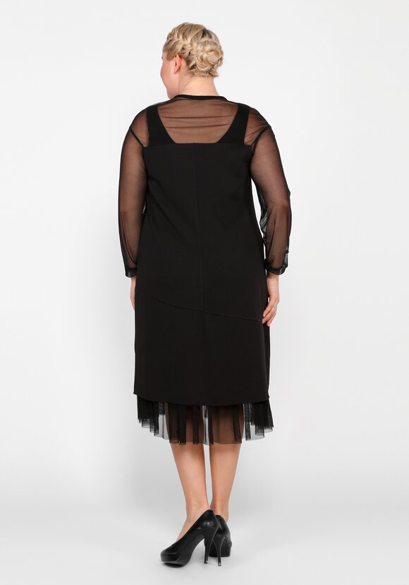 Платье прямого кроя с декоративной сеткой шир.  580, рис. 2