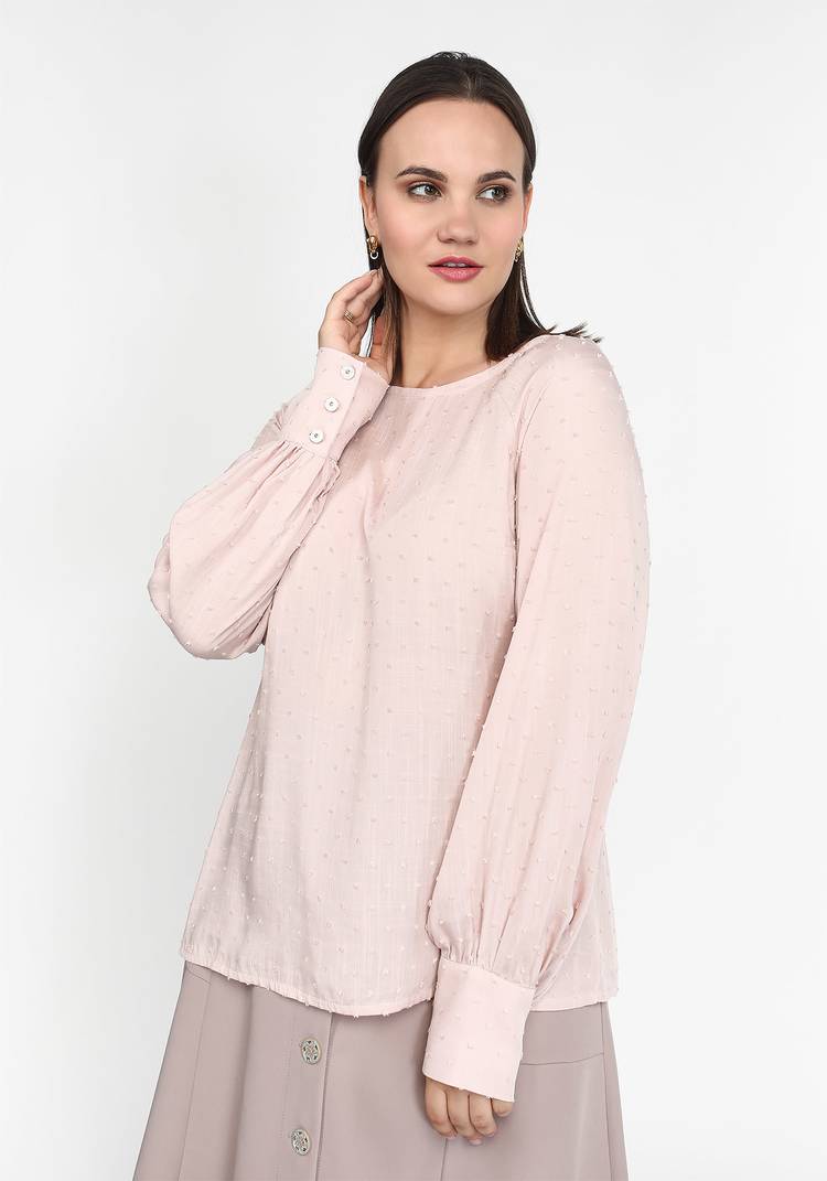 Блуза свободного кроя со сборкой на рукавах шир.  750, рис. 5