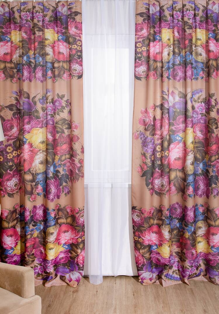 Фотошторы Цветочный мотив + тюль в подарок шир.  750, рис. 9