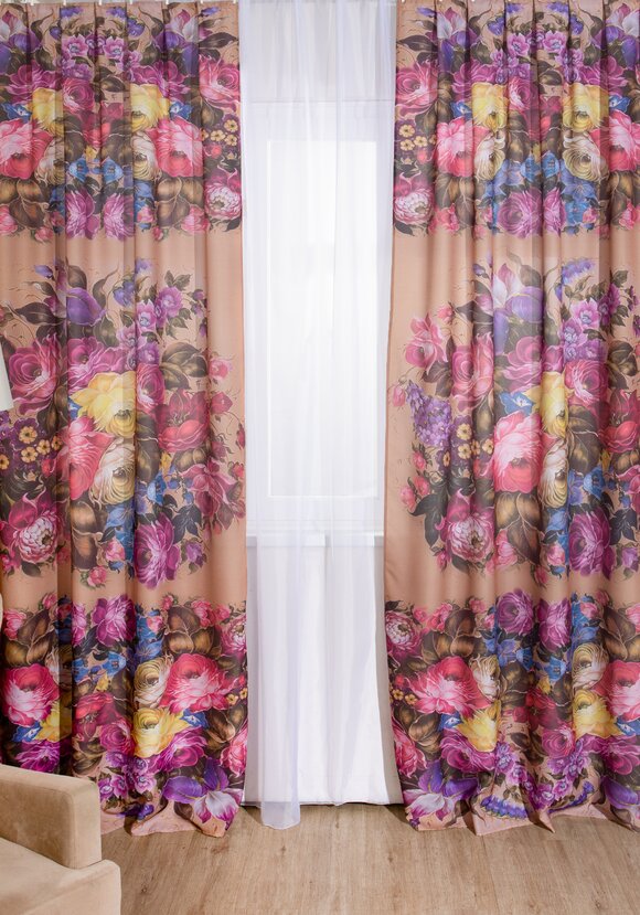 Фотошторы Цветочный мотив + тюль в подарок шир.  580, рис. 9
