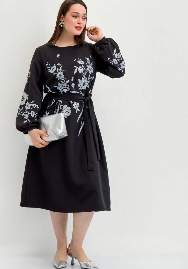 Платье с цветочным принтом А-силуэта шир.  750, рис. 17