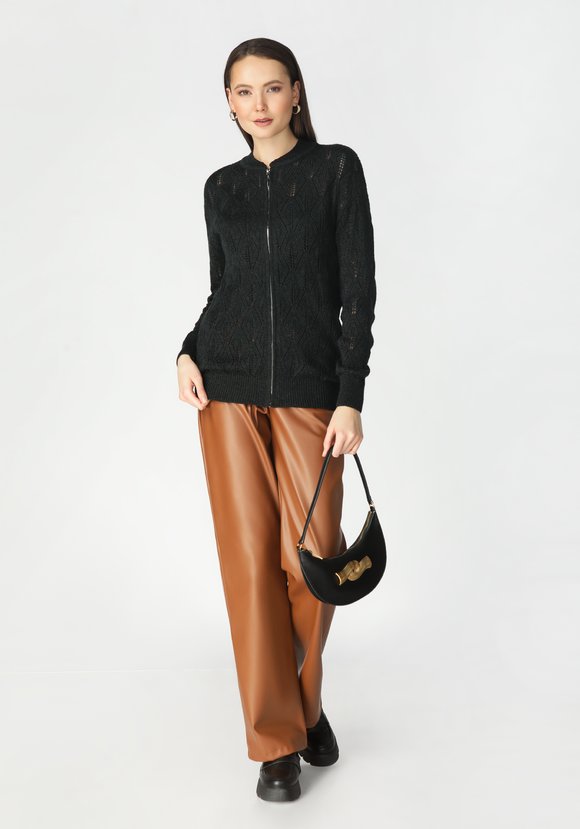 Бомбер женский на молнии с ажурным рисунком шир.  580, рис. 8