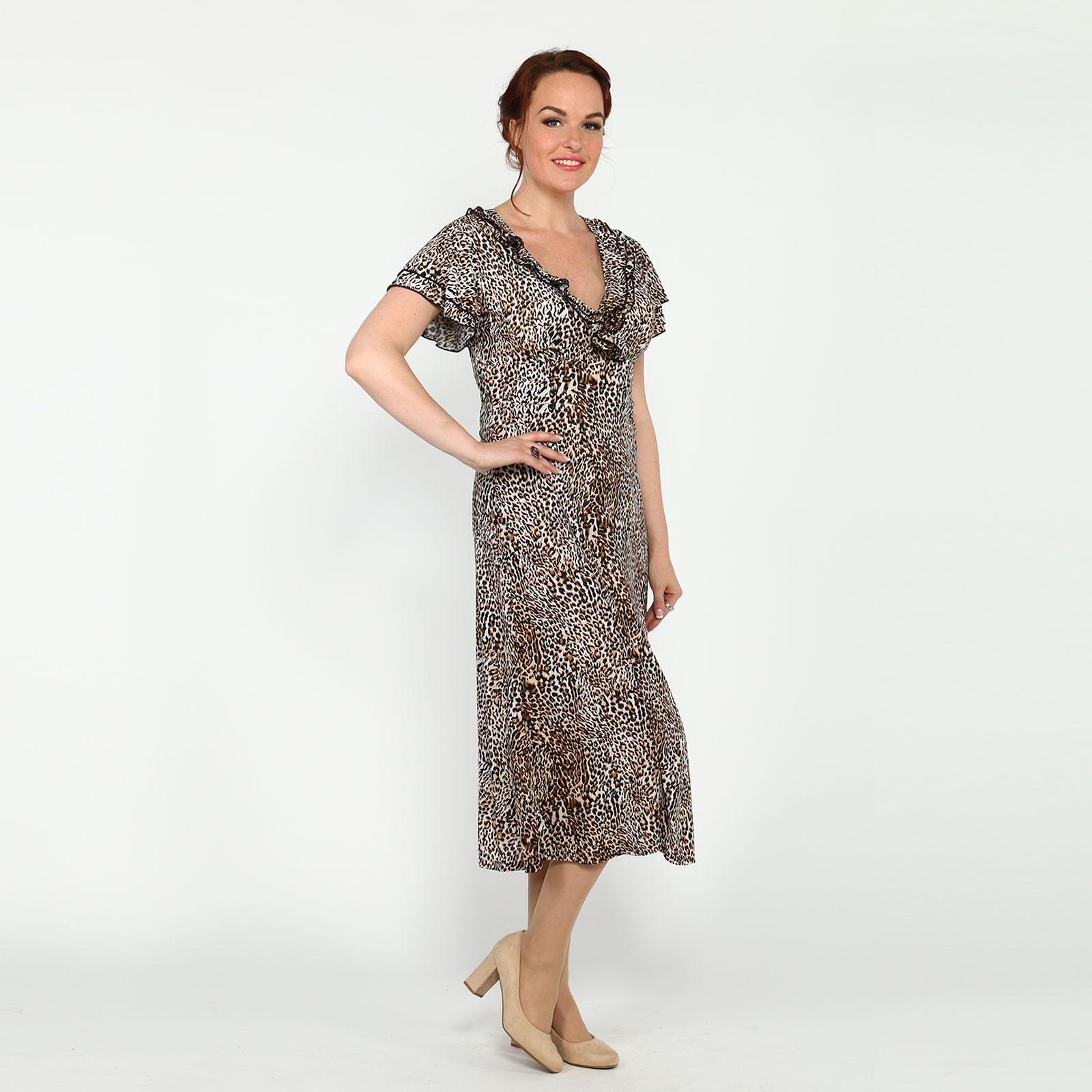Платье-миди с леопардовым принтом Bianka Modeno, размер 56 - фото 3
