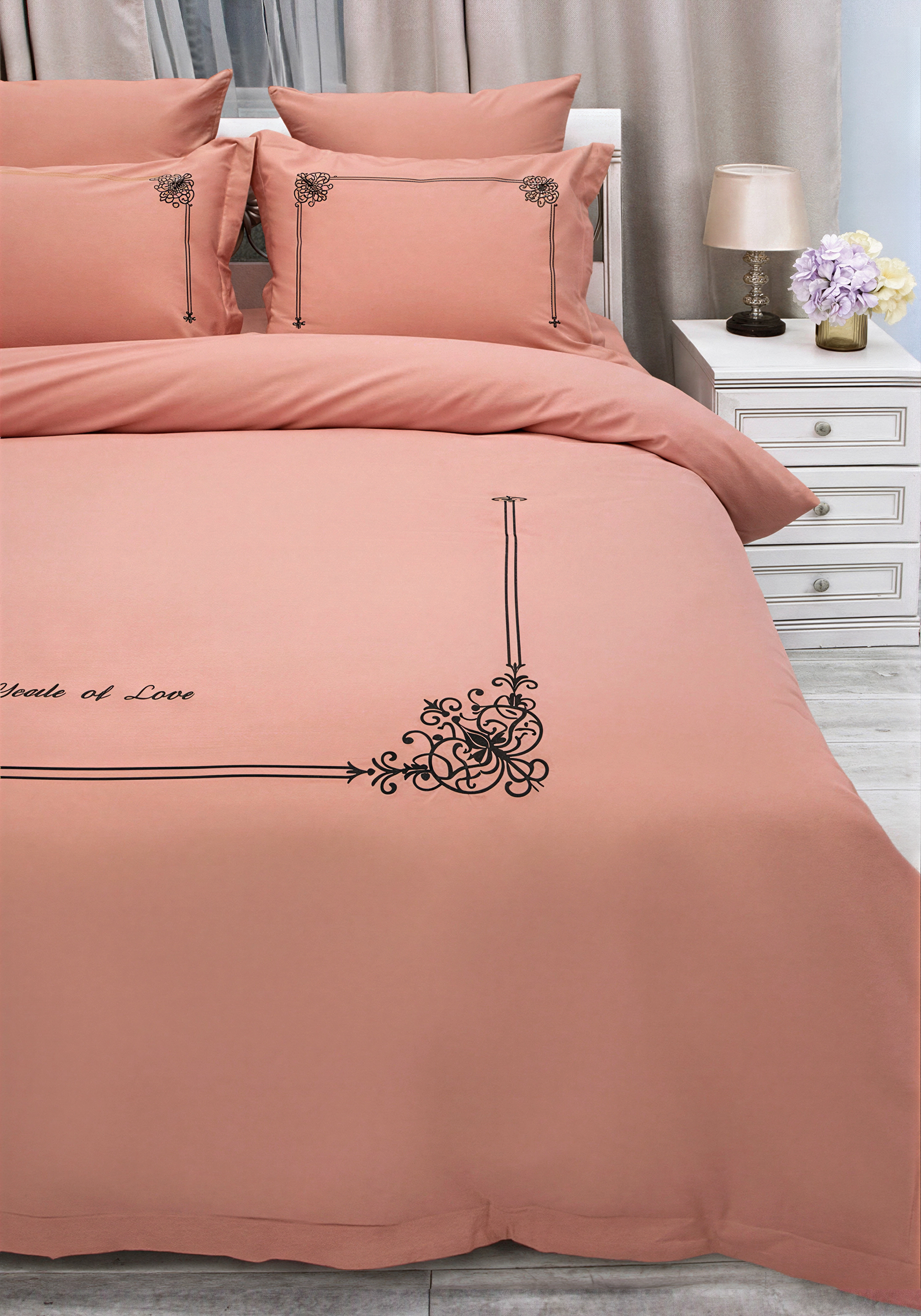 КПБ сатин с вышивкой, евро