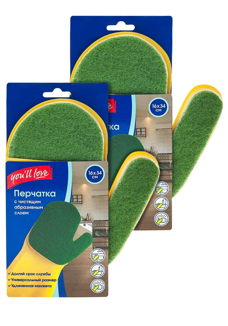 Перчатка с чистящим абразивным слоем, 2 шт. шир.  750, рис. 1