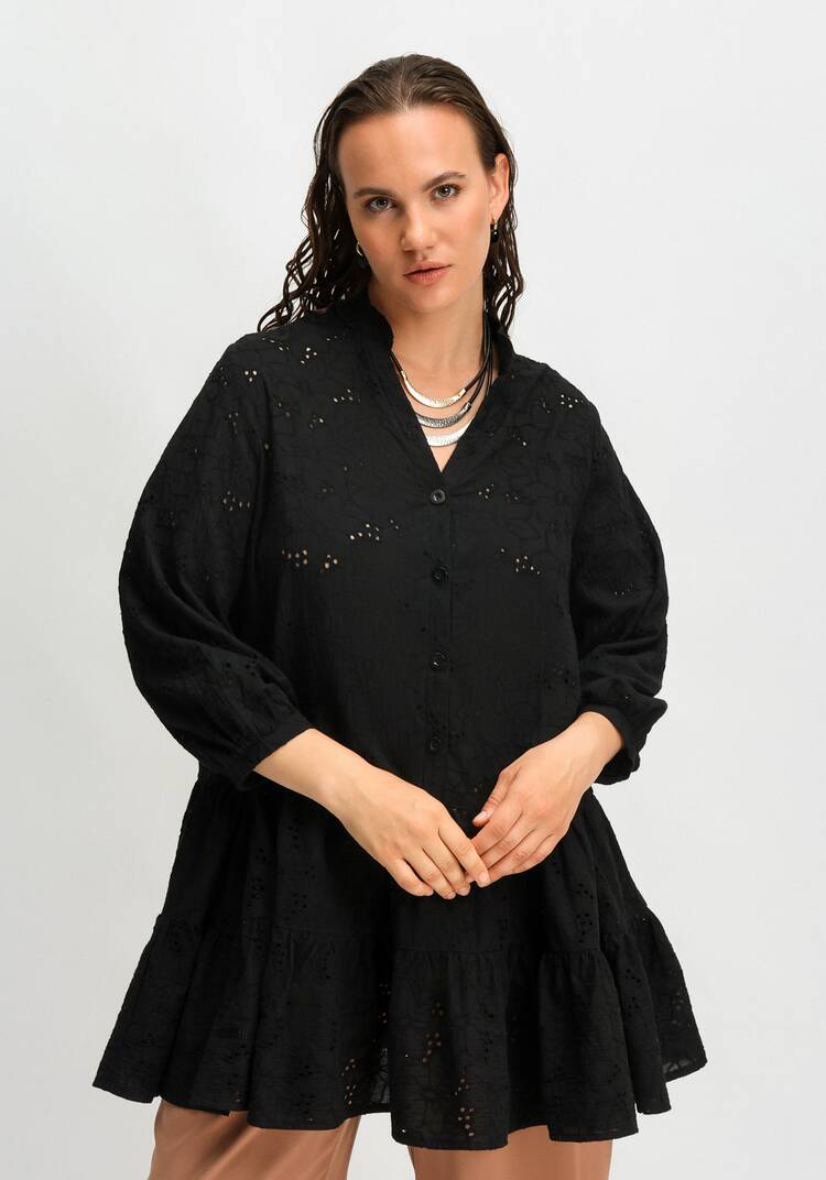 Туника из шитья с ярусами на пуговицах шир.  750, рис. 24