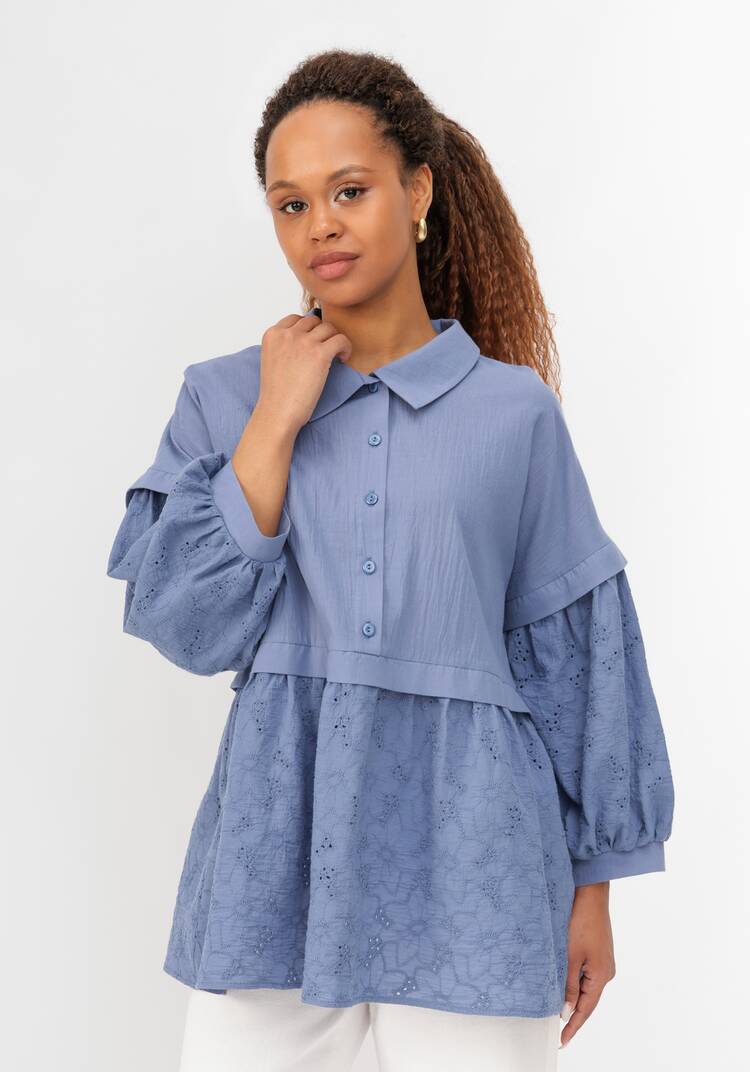 Блуза ажурная с отрезной кокеткой шир.  750, рис. 8