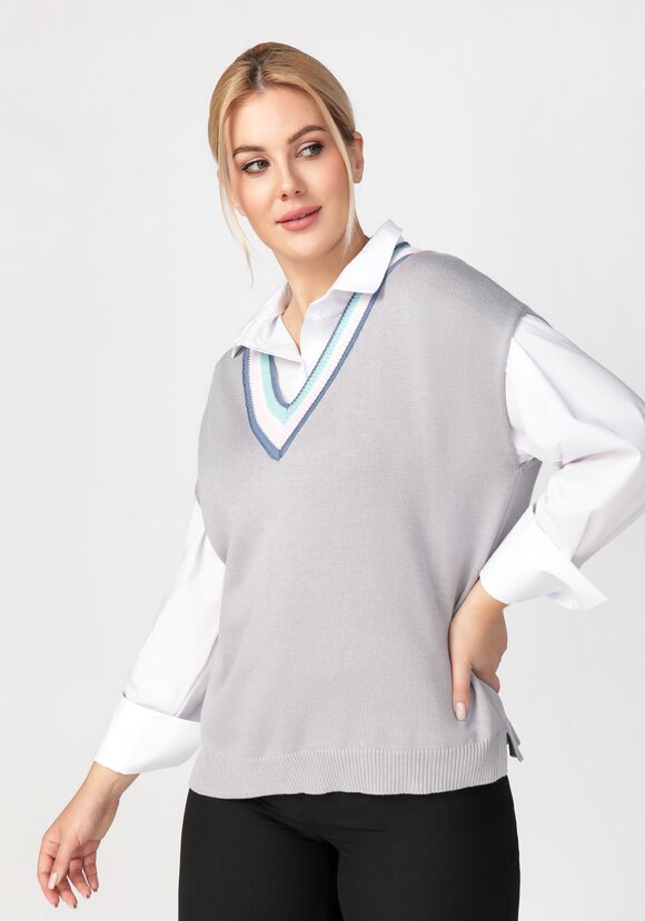 Жилет женский с яркими полосами по V вырезу шир.  580, рис. 7