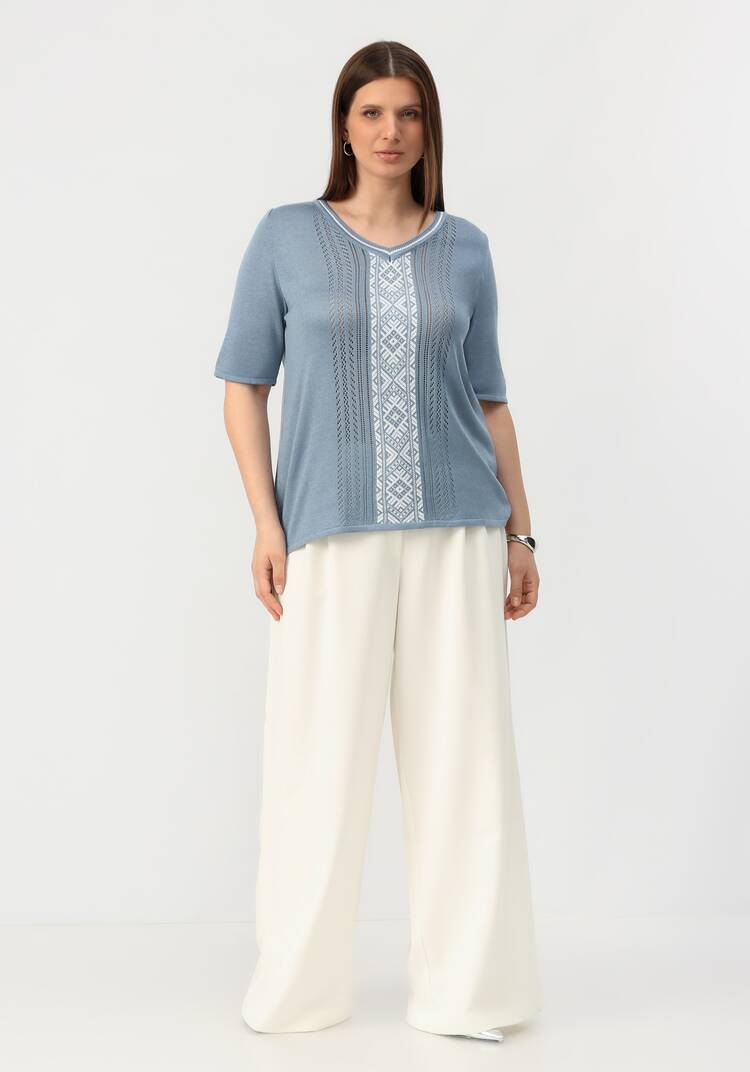 Пуловер с узором на передней полочке шир.  750, рис. 10