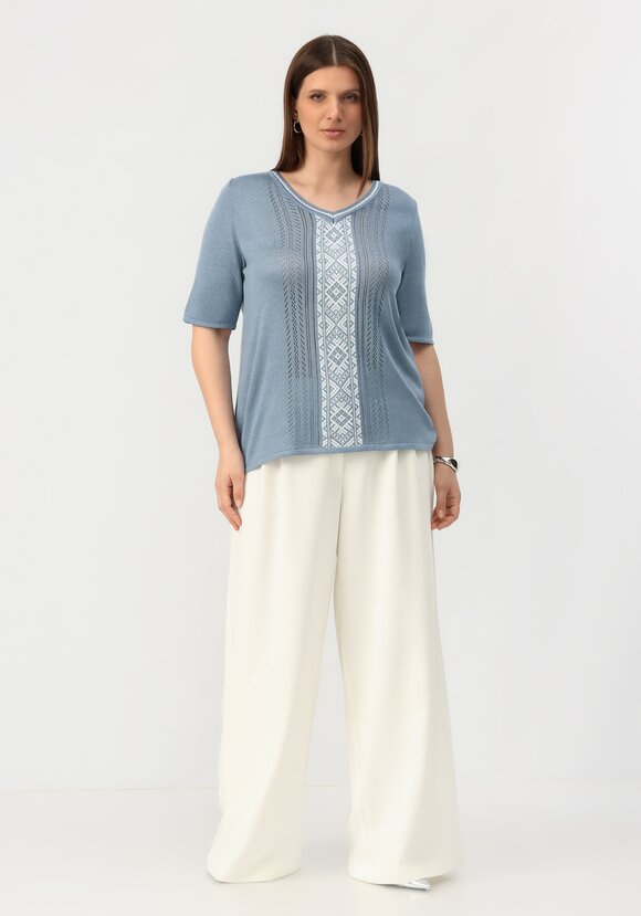 Пуловер с узором на передней полочке шир.  580, рис. 10