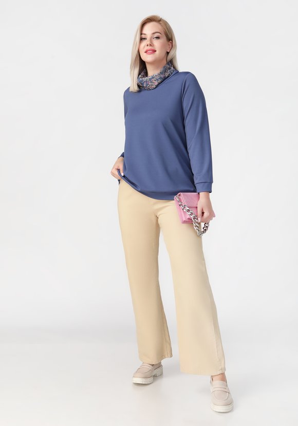 Джемпер с контрастным воротником хомут шир.  580, рис. 7