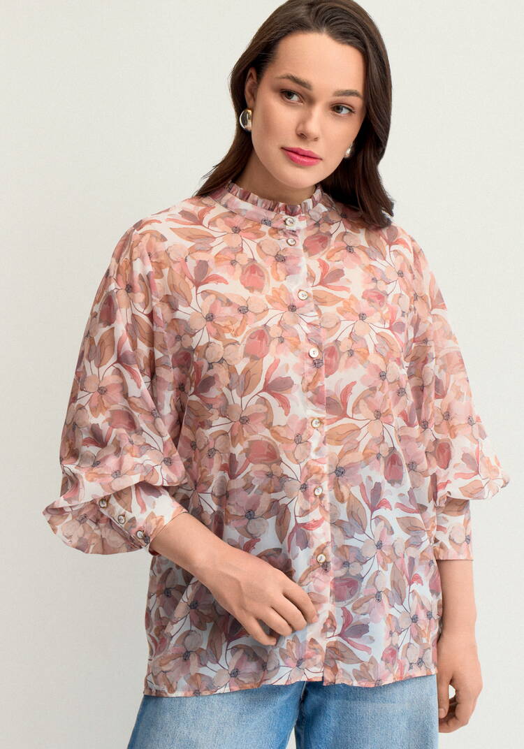 Блуза легкая с цветочным принтом шир.  750, рис. 10