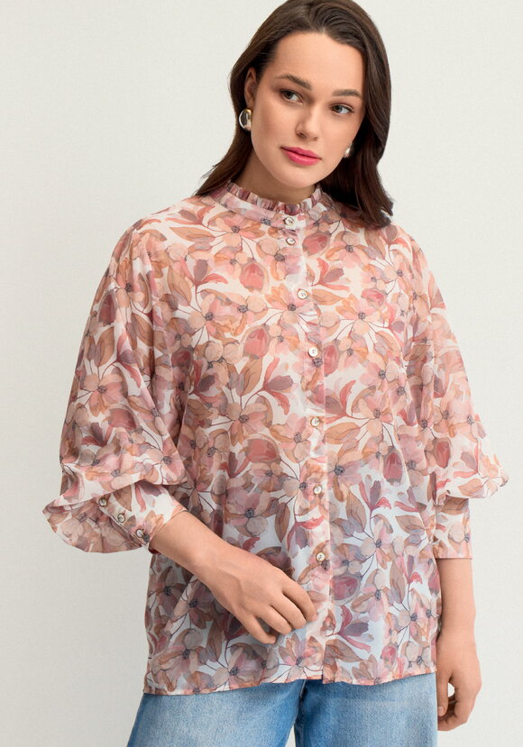 Блуза легкая с цветочным принтом шир.  580, рис. 10