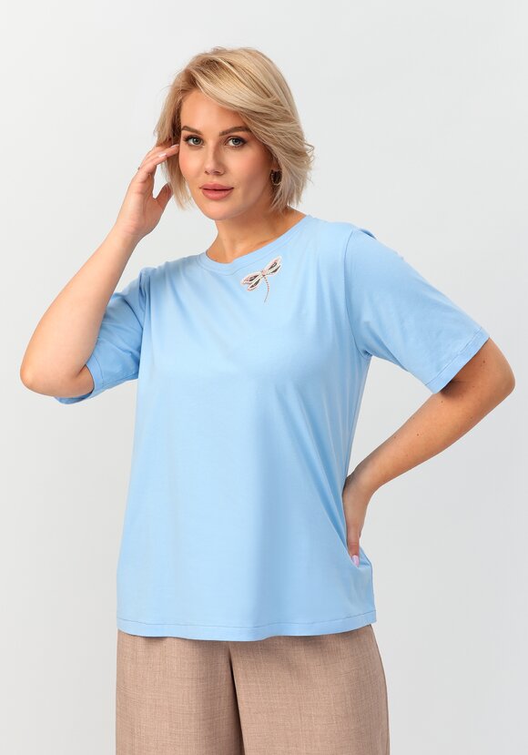 Блуза с принтом стрекоза шир.  580, рис. 8