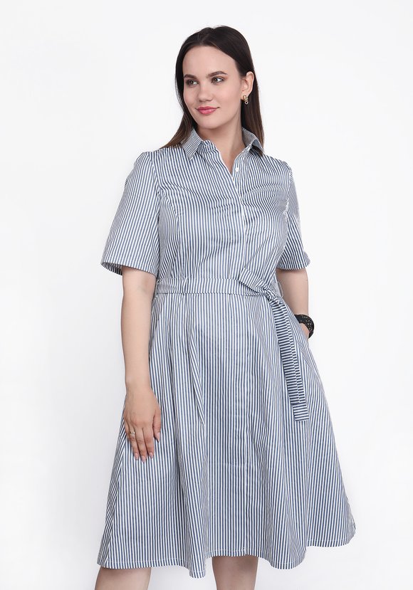Платье в полоску с поясом на талии — купить за руб в магазине Леомакс
