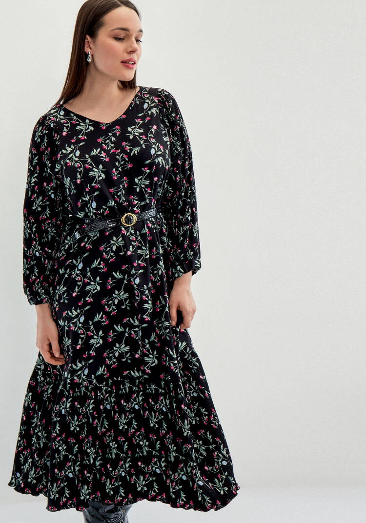 Платье с плиссировкой в цветочный принт шир.  750, рис. 8