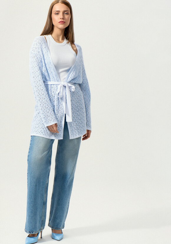 Кардиган ажурной вязки шир.  580, рис. 30