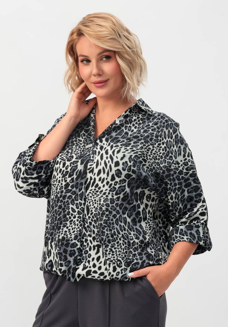 Блуза с патами на рукавах и брошью шир.  750, рис. 16