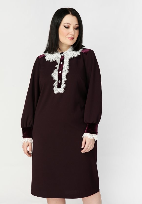 Платье с ажурным воротником шир.  580, рис. 5