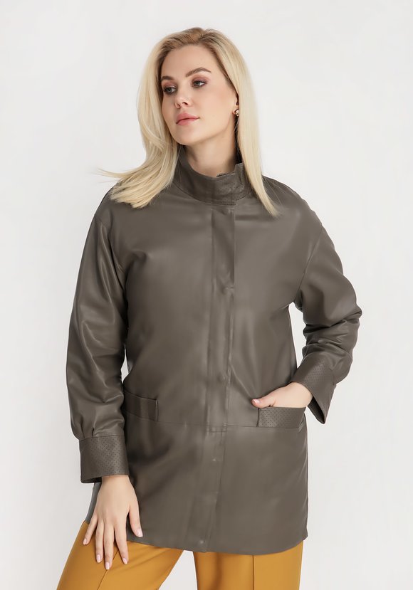 Куртка из экокожи с воротником-стойкой шир.  580, рис. 5