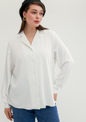Блуза с отложным воротником с пуговицами