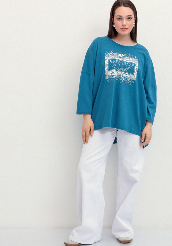 Туника с принтом на груди шир.  580, рис. 41