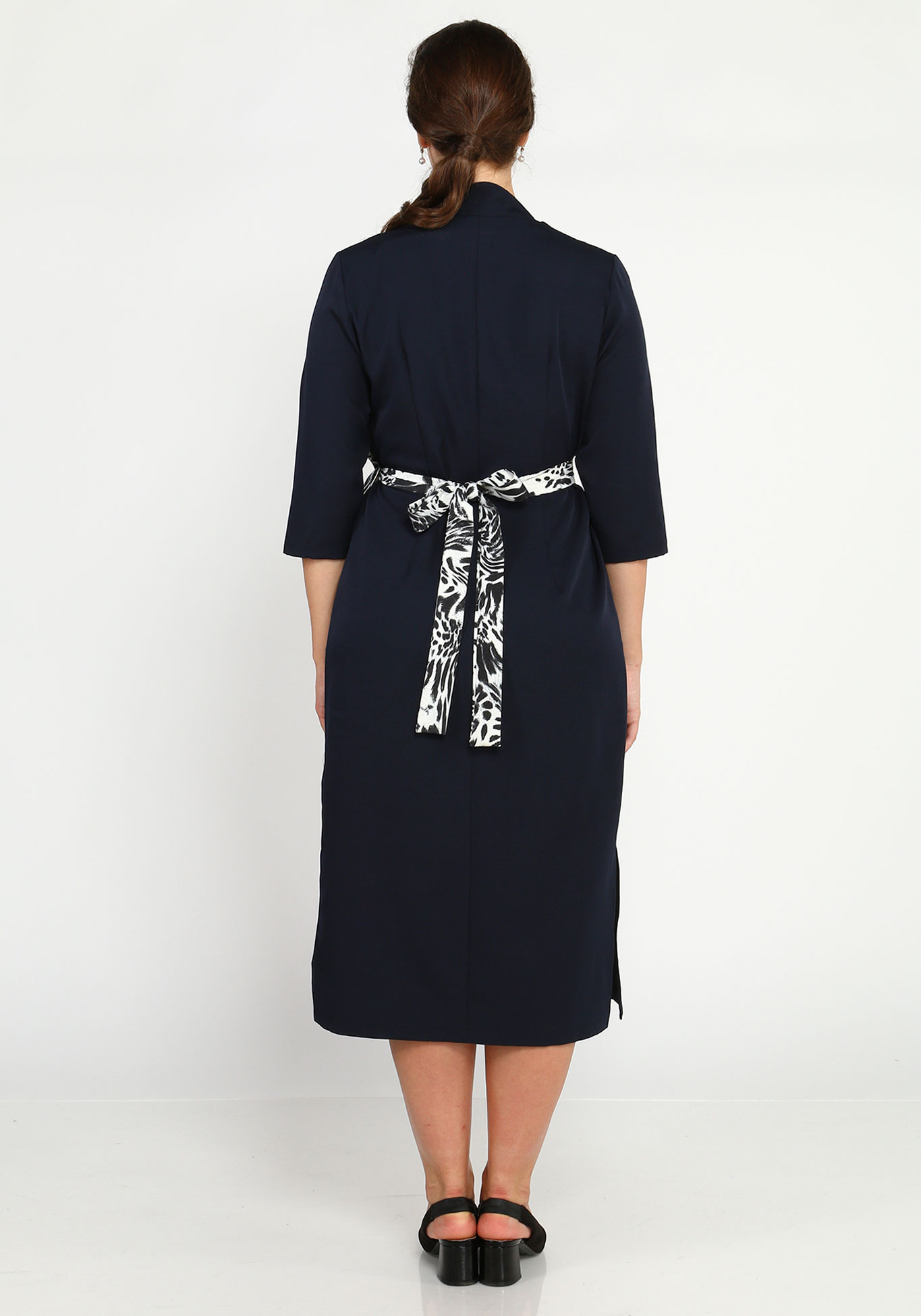 Платье комбинированное на запах Bianka Modeno, размер 48, цвет коричневый - фото 3