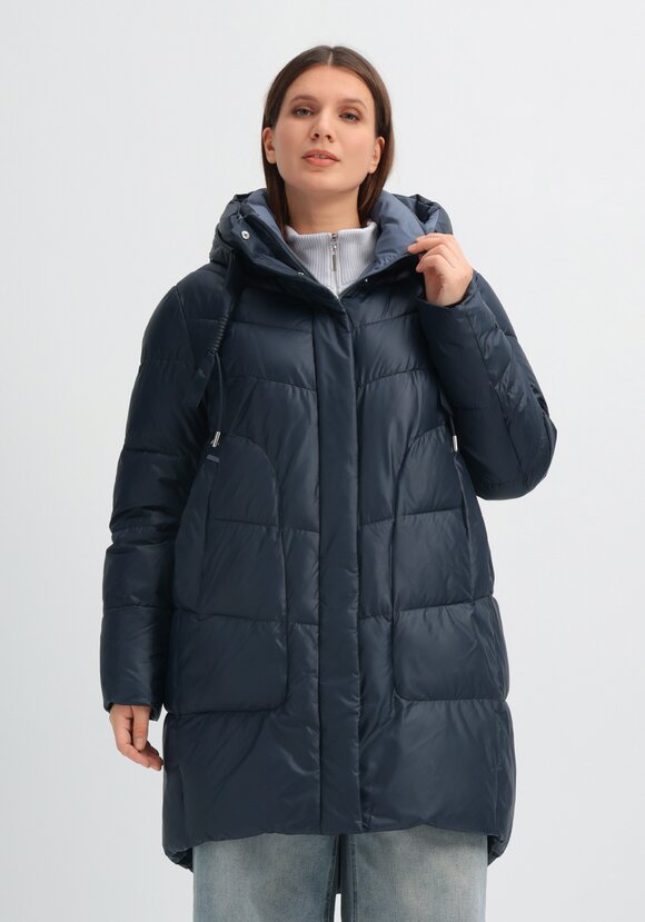 Пуховик стеганый с контрастным капюшоном шир.  580, рис. 9