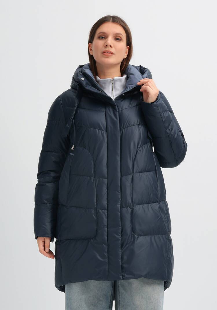 Пуховик стеганый с контрастным капюшоном шир.  750, рис. 9