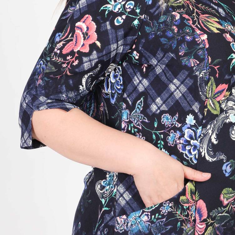 Туника с карманами и ярким принтом шир.  750, рис. 6