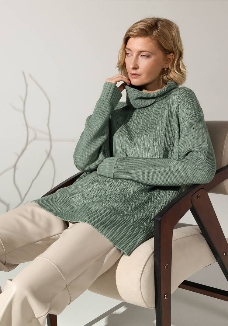 Удлиненный джемпер с косами шир.  750, рис. 9