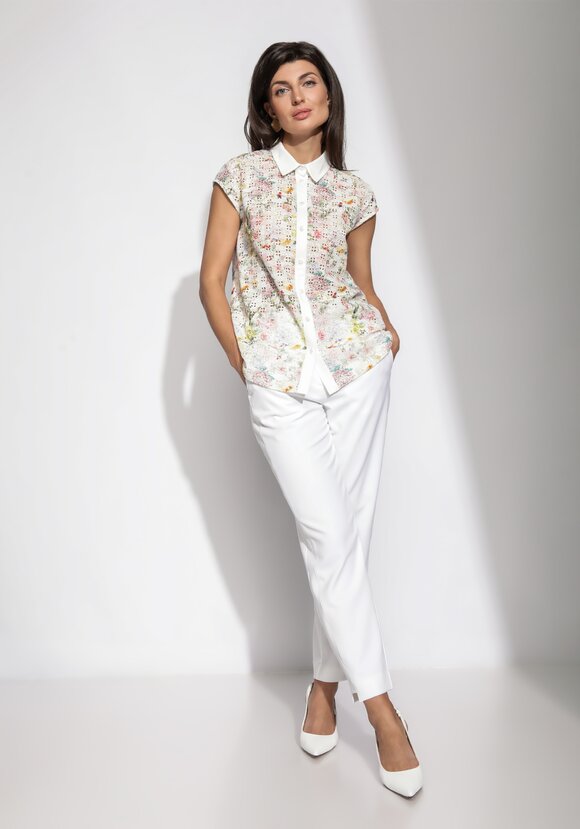 Блузка из шитья с цветочным принтом шир.  580, рис. 2