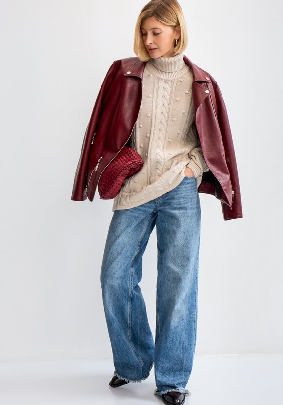 Джемпер с высокой горловиной и косами шир.  580, рис. 18