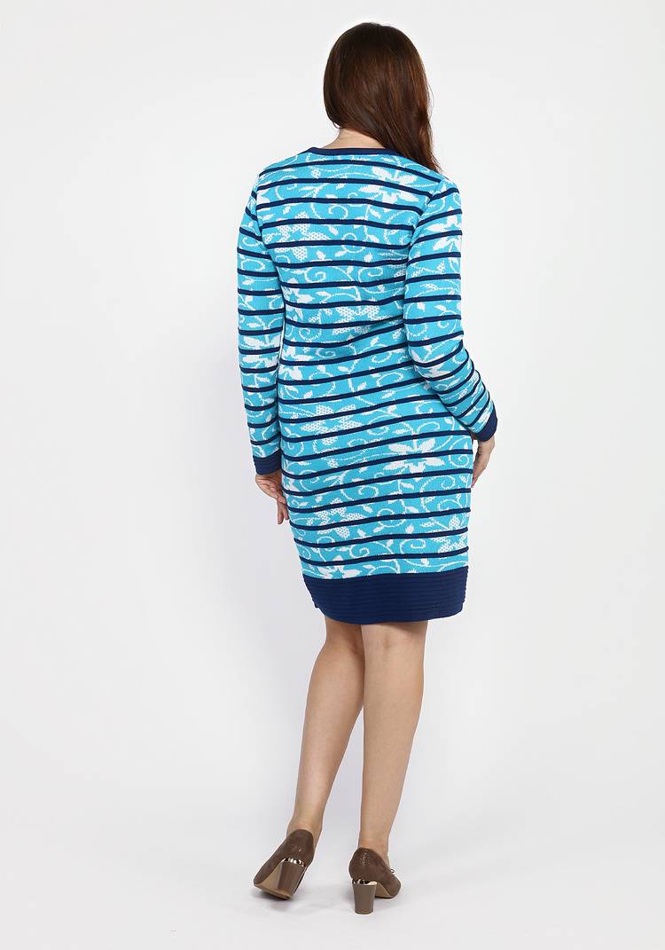 Платье с длинным рукавом и цветочным узором шир.  750, рис. 5