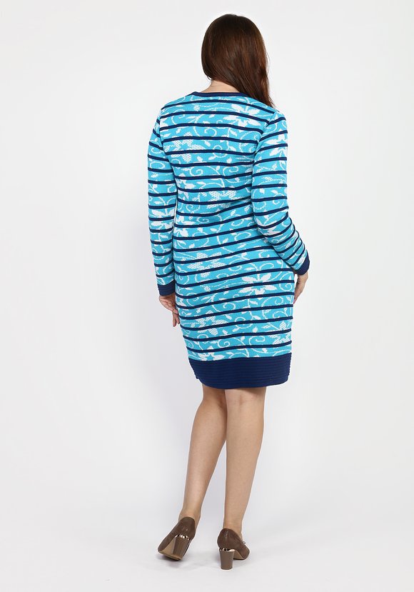 Платье с длинным рукавом и цветочным узором шир.  580, рис. 5