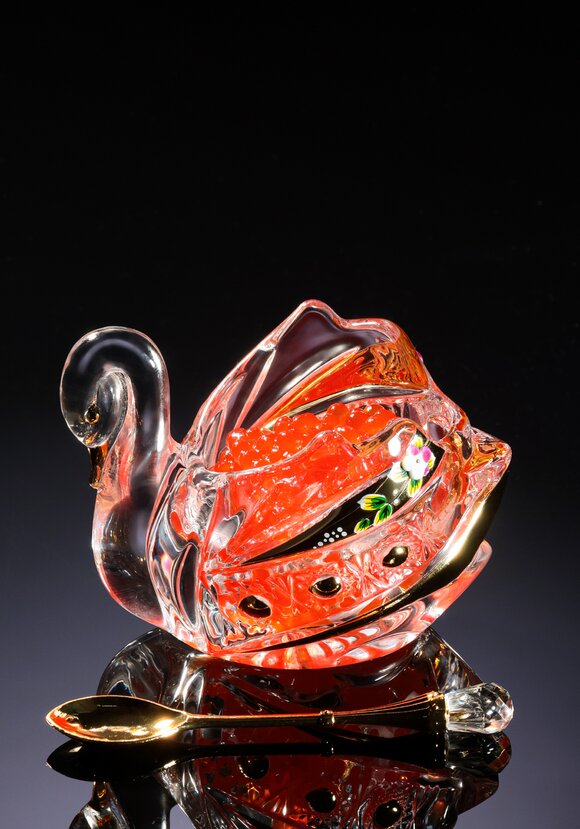 Икорница с ложкой Лебедь шир.  580, рис. 5