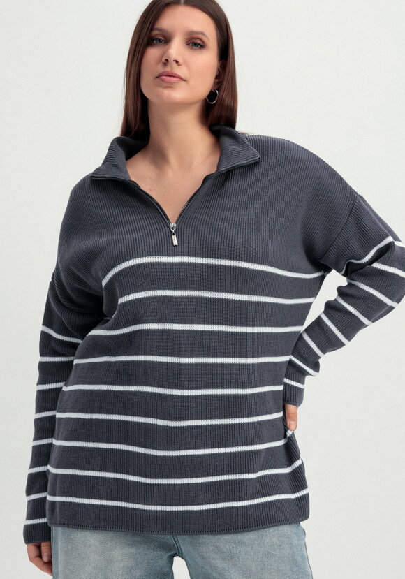 Джемпер в полоску с воротником-поло на молнии шир.  580, рис. 32