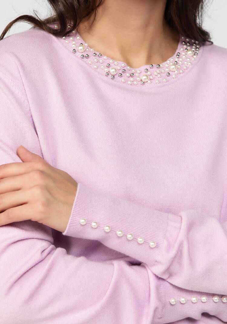 Джемпер с декором из жемчуга по горловине шир.  750, рис. 16