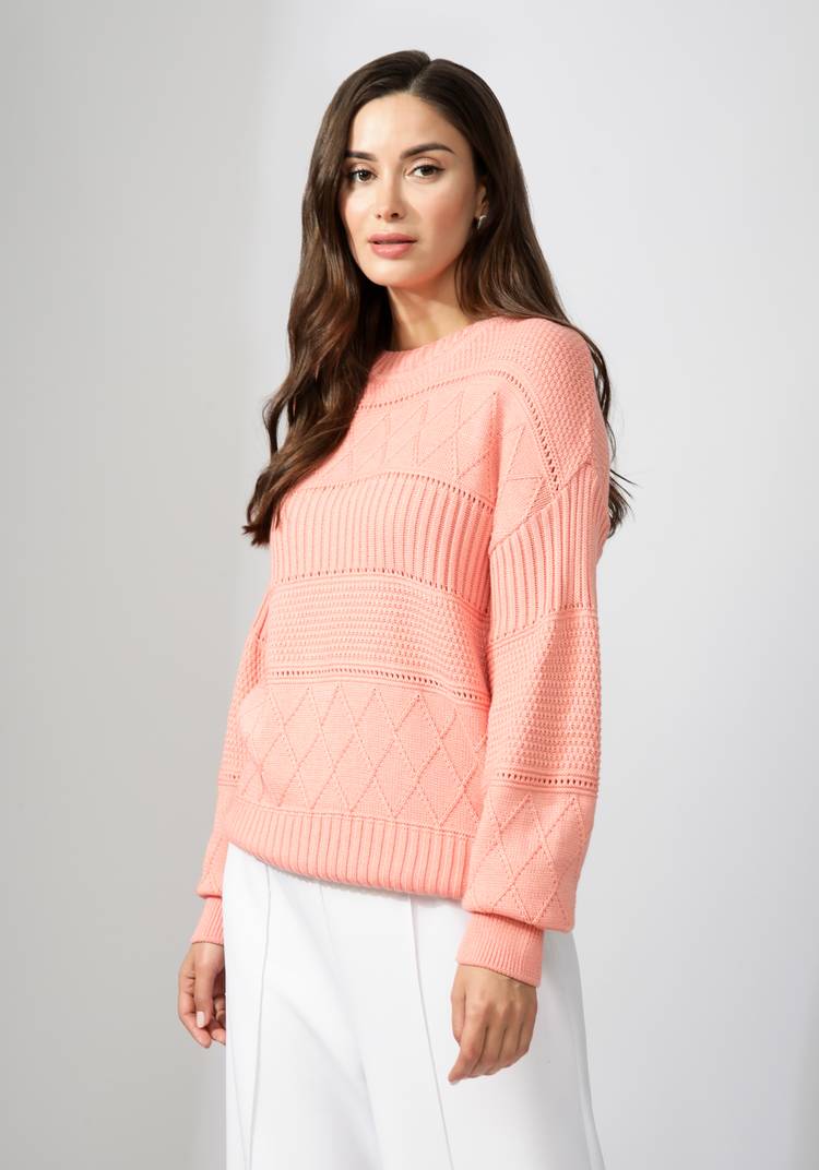 Джемпер женский со структурной вязкой шир.  750, рис. 7