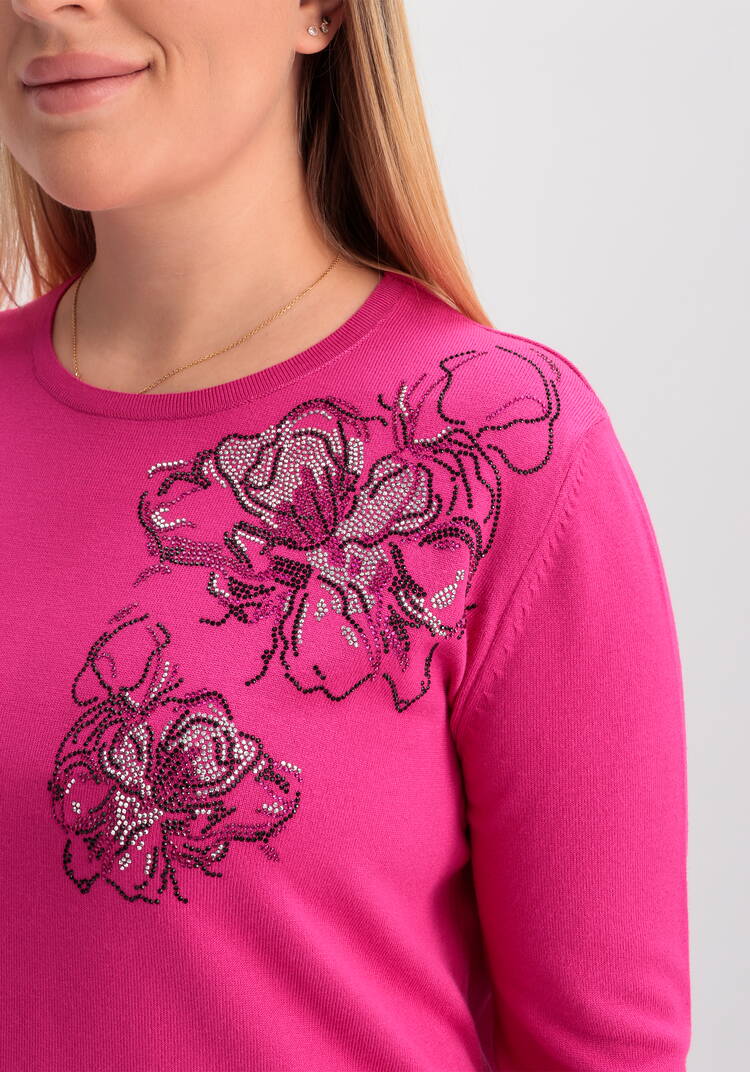 Джемпер с абстрактными цветами из страз шир.  750, рис. 6