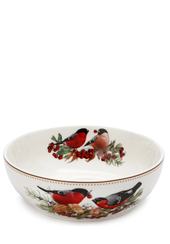 Салатник фарфоровый Снегири шир.  580, рис. 1