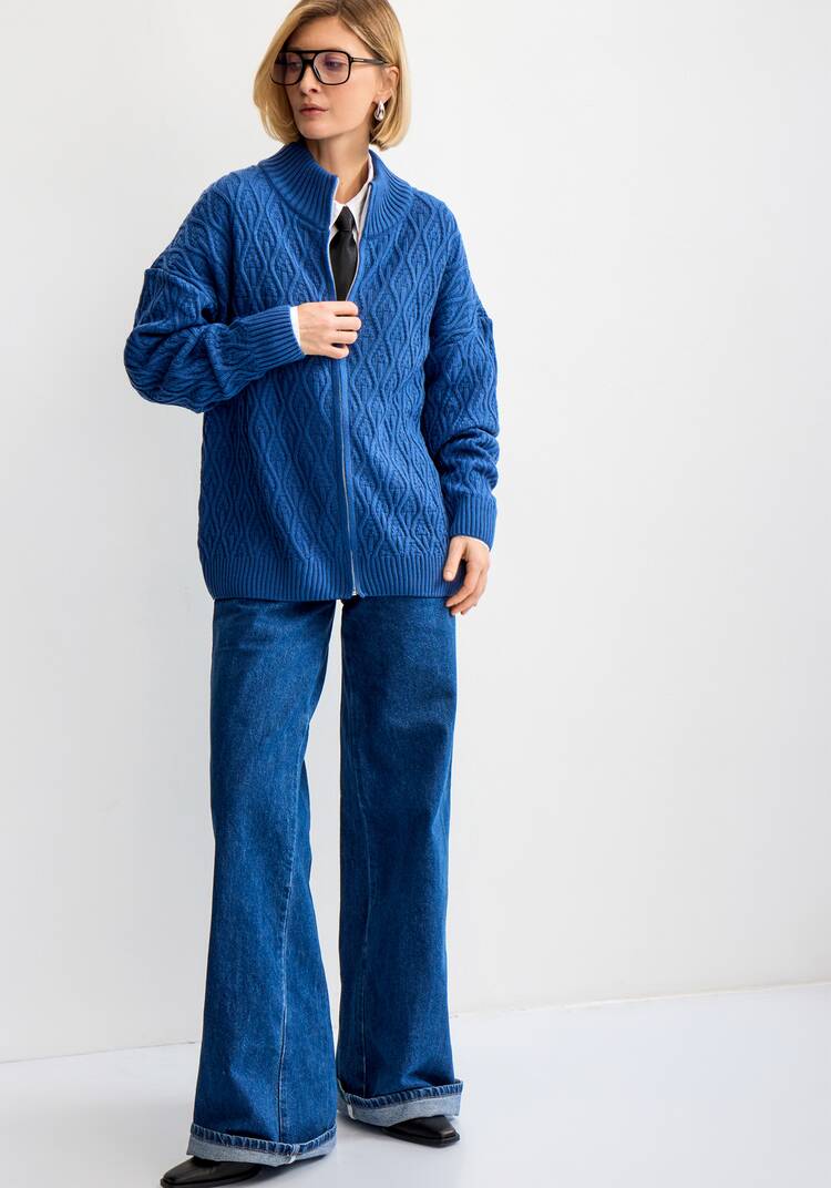 Кардиган на молнии с вязкой в виде ромбов шир.  750, рис. 16