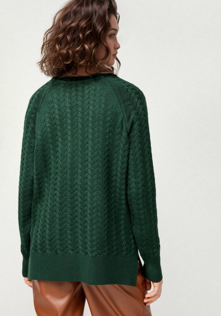 Свитер вязаный с косами и высоким горлом шир.  750, рис. 26