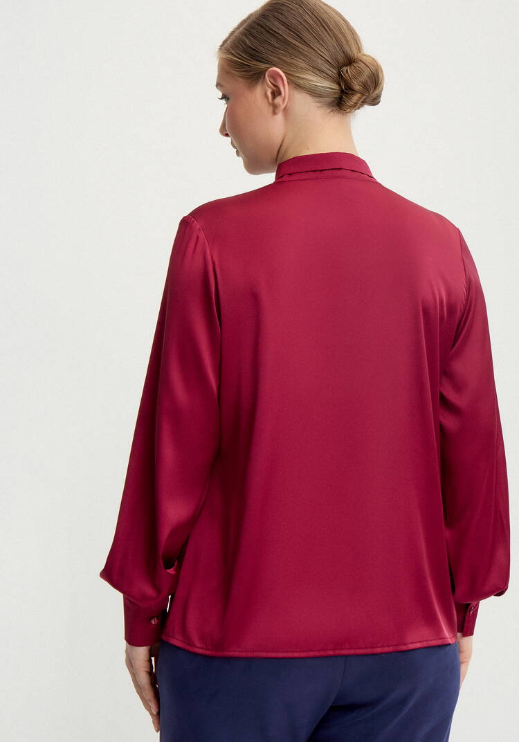 Блуза шелковая на пуговицах с бантом шир.  750, рис. 3