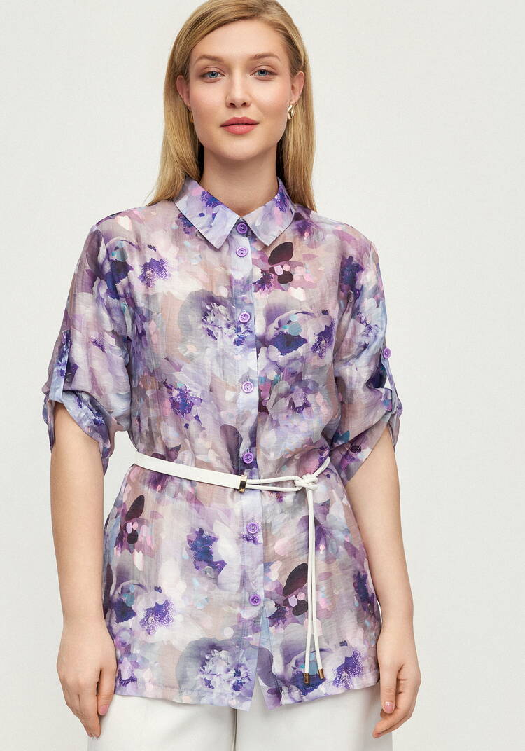 Блуза изо льна Цветочная соната шир.  750, рис. 8