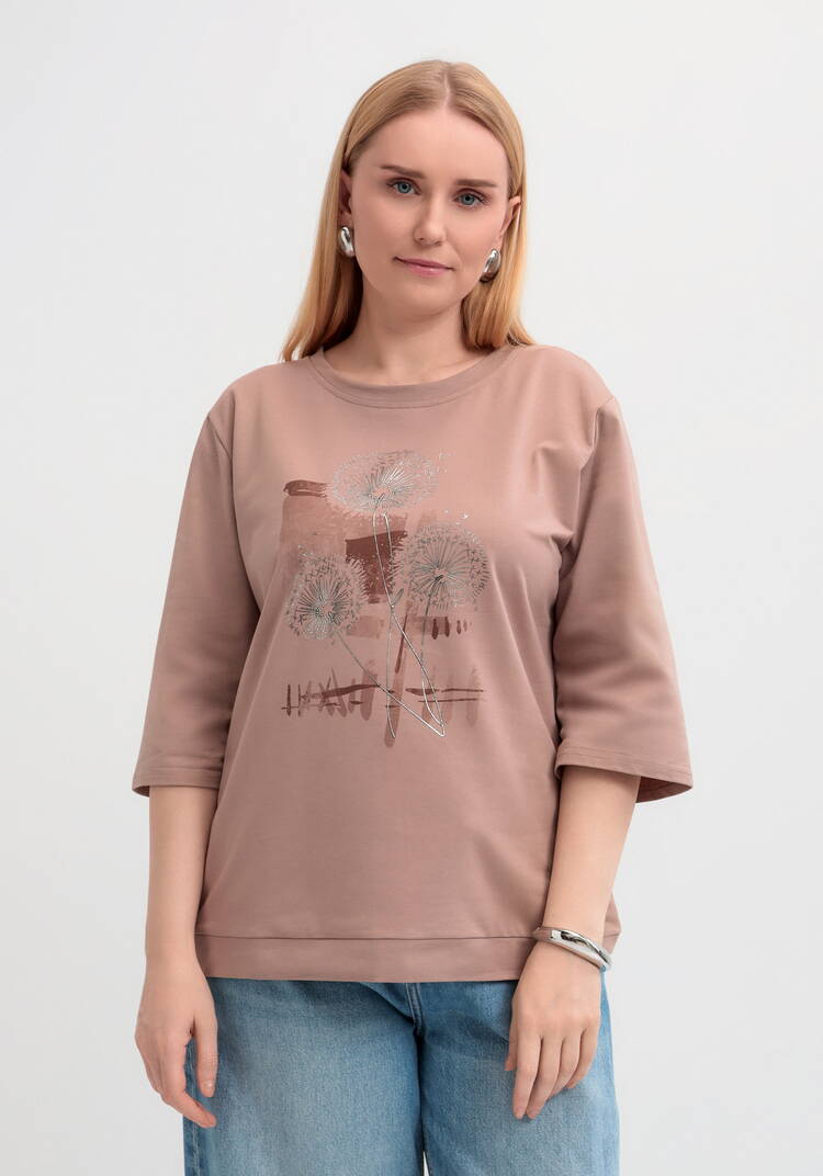 Блуза с длинным рукавом и цветочным рисунком шир.  750, рис. 9