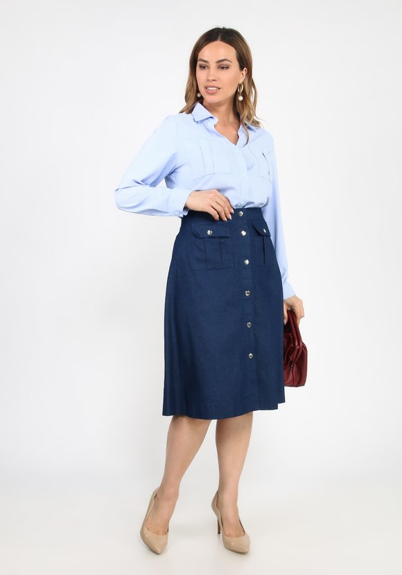 Юбка джинсовая с карманами шир.  580, рис. 12