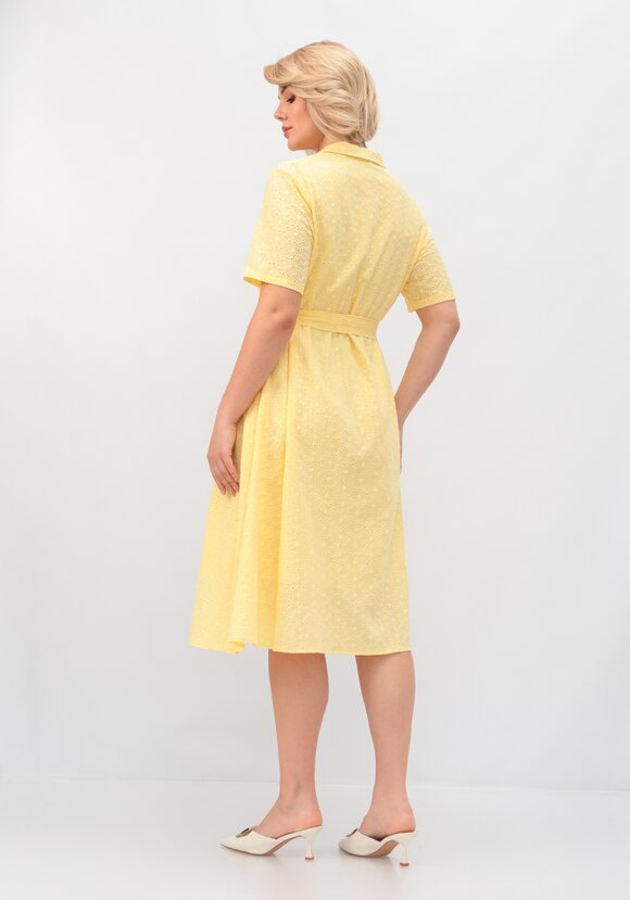 Платье из хлопка с поясом шир.  580, рис. 36